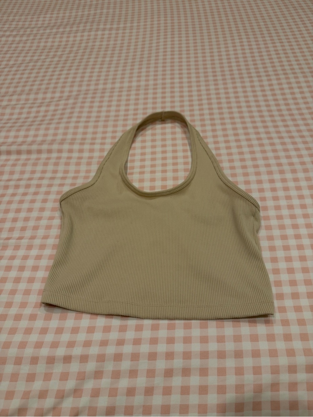 H&M Ribbed Halter Crop Top - Beige